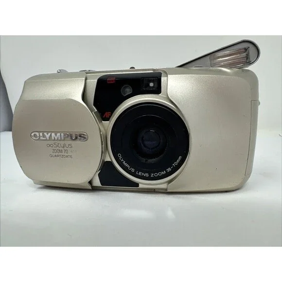 Olympus Stylus Zoom 70 Quartzdate 35mm Film Point & Shoot FOR PARTS READ - Picture 2 of 10